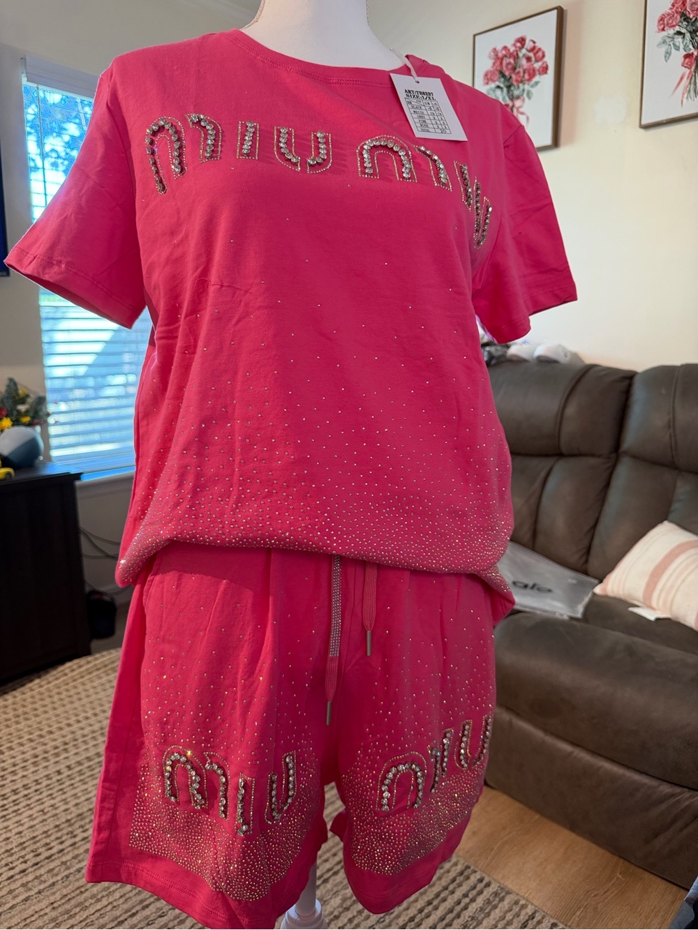 Embellished Hot Pink Women's Bermuda Shorts
